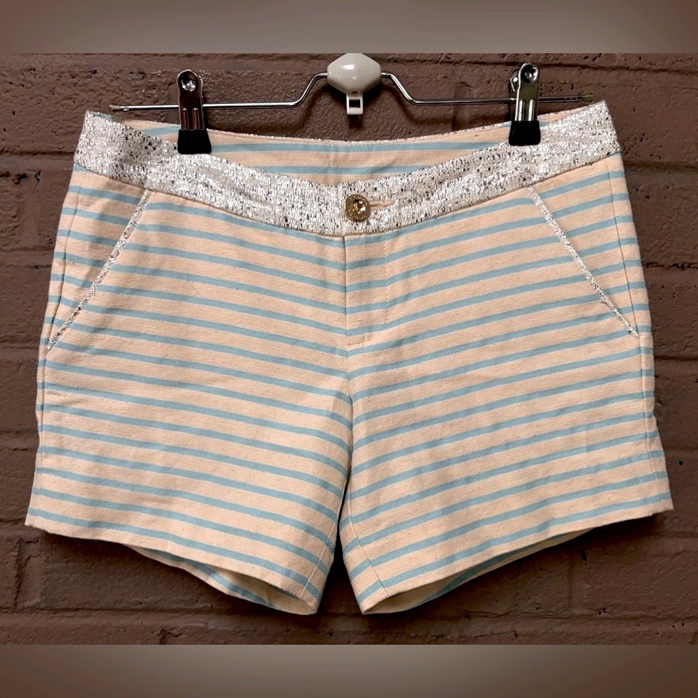 Lilly Pulitzer Blue and Cream Striped Women Shorts